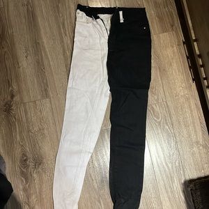 Shein half and half jeans
